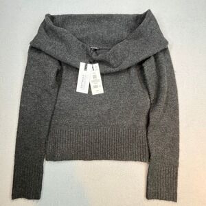 NWT Dynamite Off Shoulder Knit Sweater Womens P/S Gray Foldover Bardot Cropped